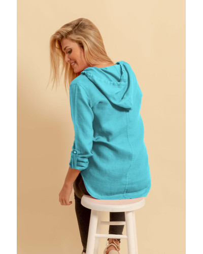 CHAMARRA CON GORRO KWEST TURQUESA